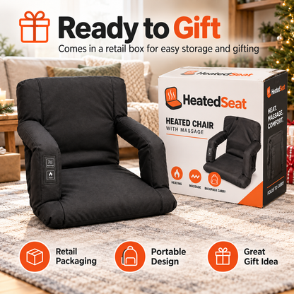 🔥 Heated Massage Portable Floor Chair with Backpack Carrying Straps & Armrests 🪑