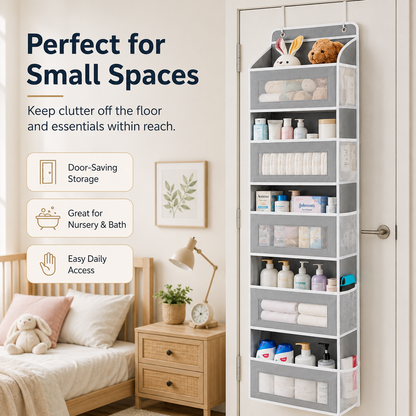 🔥 50% OFF 5-Tier Over-the-Door Organizer – Extra Side Mesh Pockets for More Storage 🚪