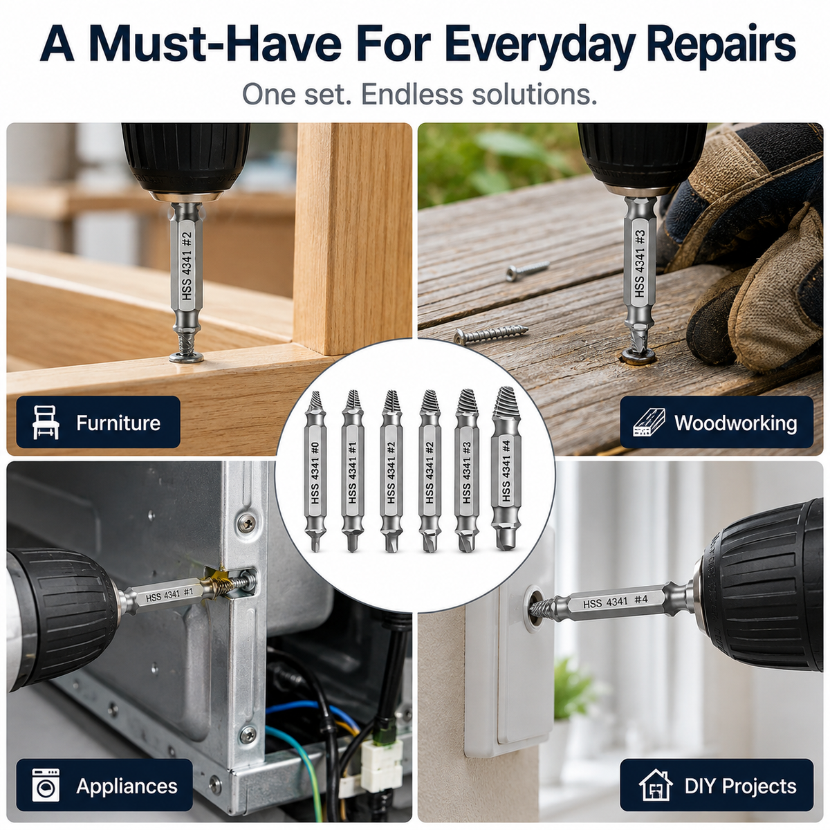 🔥 50% OFF 6-Piece Damaged Screw Extractor Set – Remove Stripped, Broken & Rusted Screws Fast