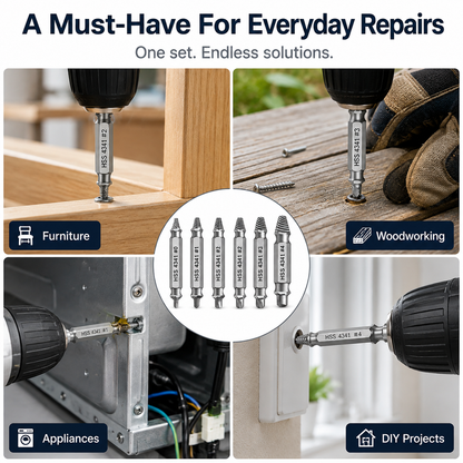 🔥 50% OFF 6-Piece Damaged Screw Extractor Set – Remove Stripped, Broken & Rusted Screws Fast
