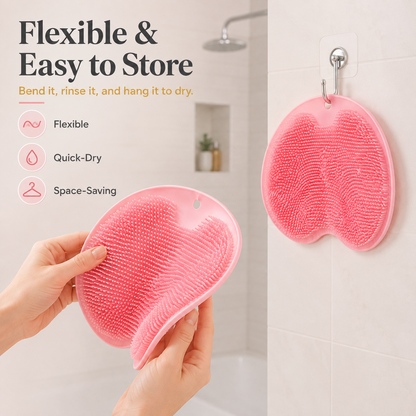 🔥 50% OFF 4-Pack Silicone Shower Scrubber Mats – Hands-Free Back & Foot Cleaning