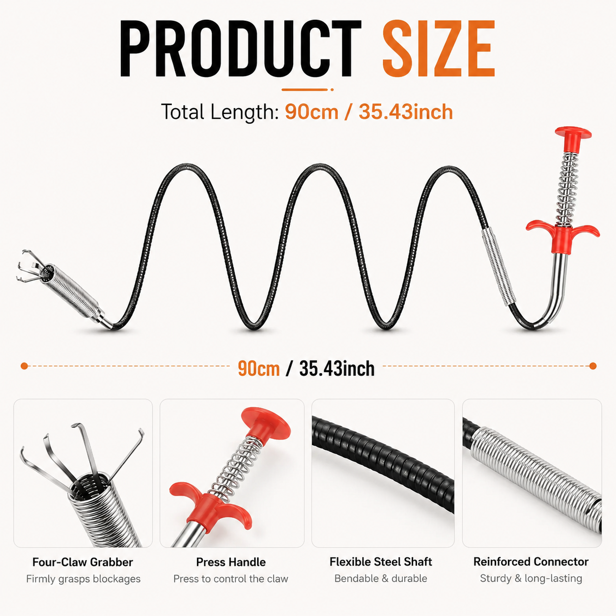 🚿 50% OFF Flexible 4-Claw Drain Grabber ⚡ Reach Deep Into Curved Pipes