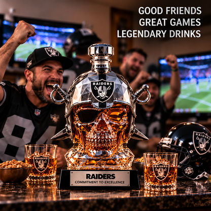 💀 Football Skull Decanter 🏈 750mL Game-Day Home Bar Display