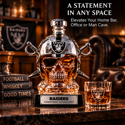 💀 Football Skull Decanter 🏈 750mL Game-Day Home Bar Display