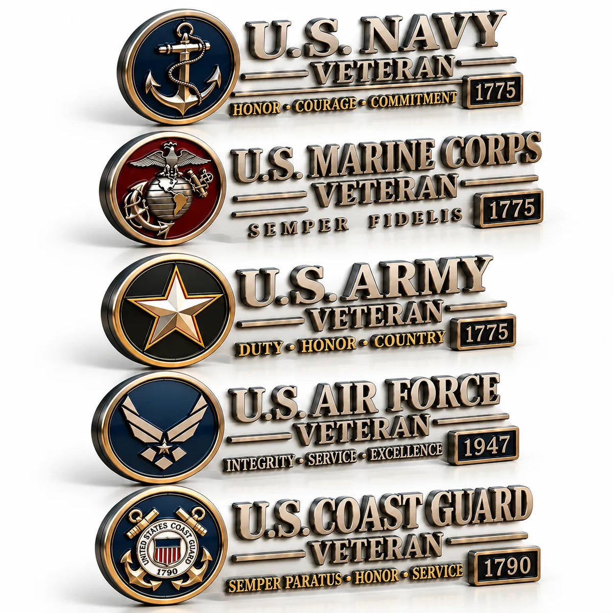 🎖️ Heavy-Duty 3D Embossed Veteran Relief Metal Car Emblem Badge 🚗