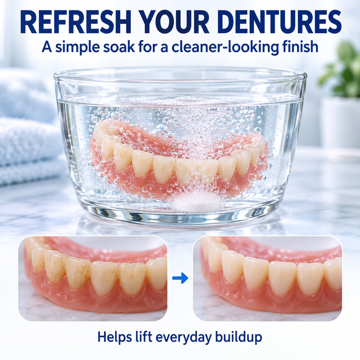 🦷✨ Effervescent Denture Cleaning Tablets – Deep Clean, Fresh Feel & Effortless Daily Care