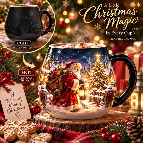 ⏳ Letzter Tag: 49 % Rabatt – ☕ Magic Heat-Revealing Christmas Village Coffee Mug (12 oz / 350 ml) with Santa Reveal 🎅