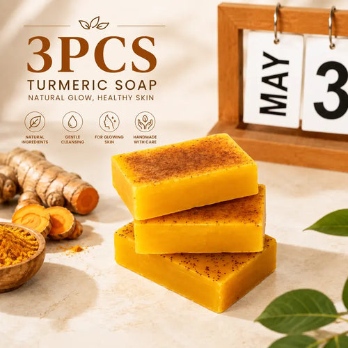 🌿 3PCS Turmeric Cleansing Soap Bars – Gentle Daily Care for Fresh, Soft-Feeling Skin