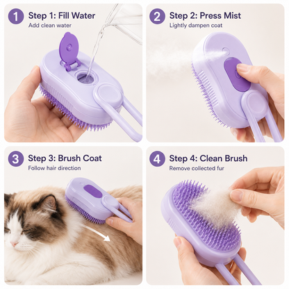Electric Pet Spray Brush for Cats & Dogs – One-Touch Mist Grooming & Massage Brush