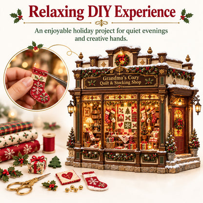 🎄✨ Grandma’s Cozy Quilt Shop– DIY Light-Up Christmas Miniature | Build Your Own Holiday Magic ❤️