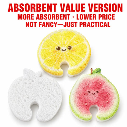 🍎 50% OFF 6PCS Fruit-Shaped Expandable Sponges – Cute Cellulose Kitchen Cleaning Set