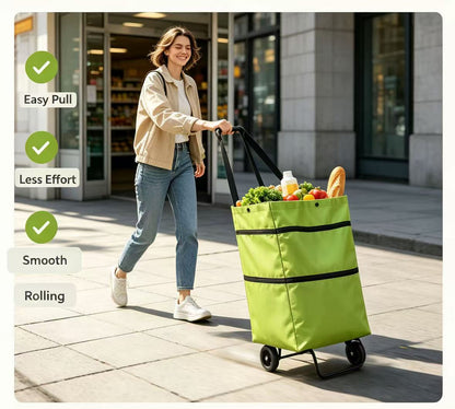 Foldable Grocery Cart Bag - The Rolling Shopping Bag That Saves Your Back