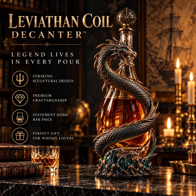 Leviathan Coil Dragon Decanter™ — Hand-Finished Whiskey Decanter with Compass Stopper