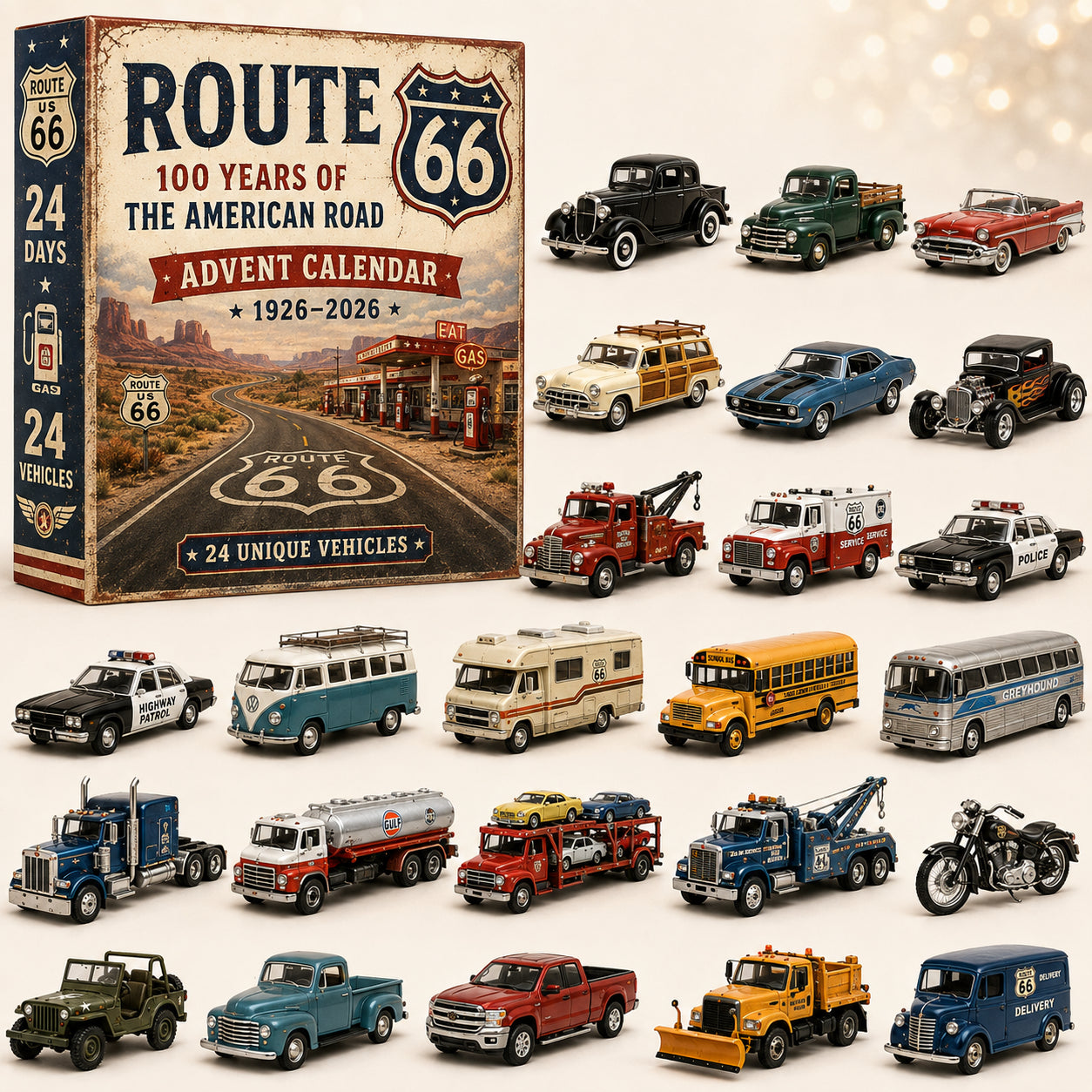 🎄 50% OFF 24-Day Classic Car Advent Calendar 🚗 24 Mini Vehicles to Collect