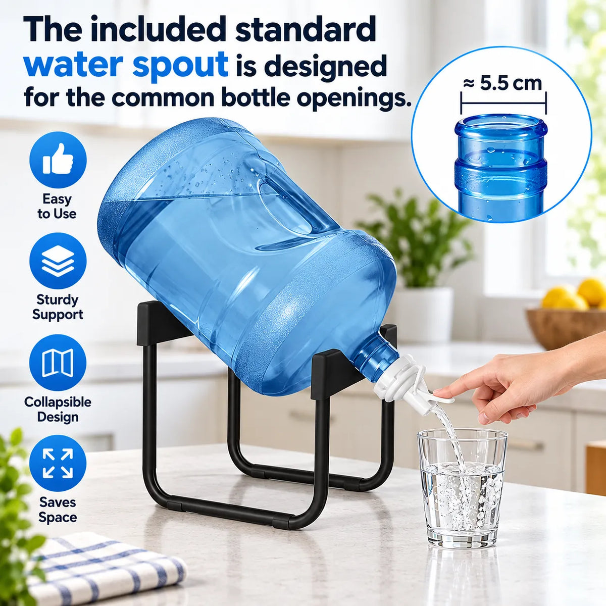 🚰3–5 Gallon Countertop Water Dispenser Stand with Standard Water Spout💧