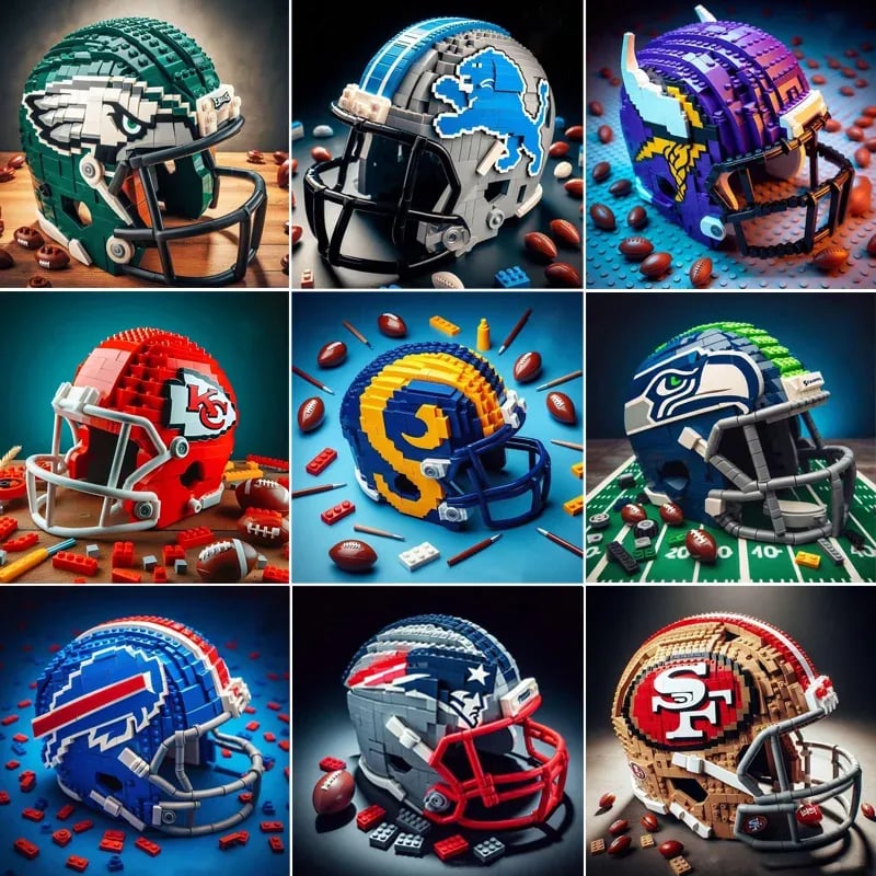 Building Block Football Helmet 🏈– 300+ Piece Collectible Construction Set