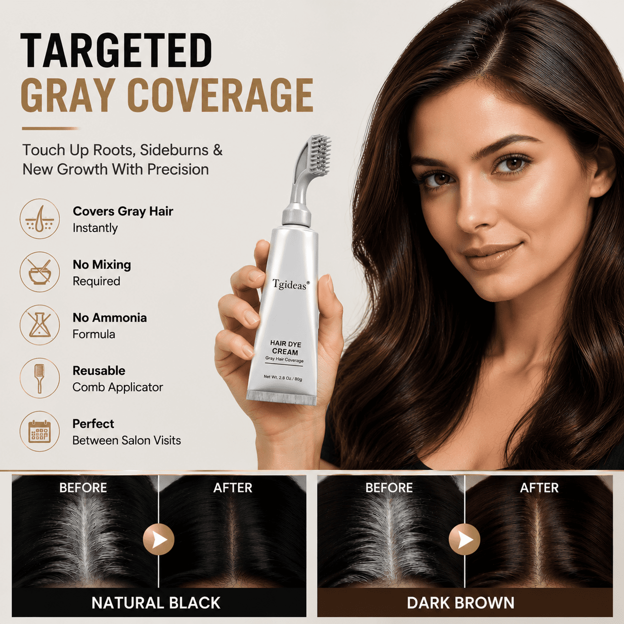 ✨ Hair Dye Cream Comb – Easy Gray Root Touch Up Hair Color Kit