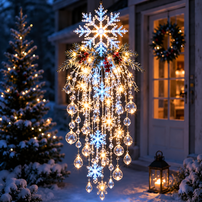❄️Crystal Cascade Christmas Light™ – Hanging Snowflake & Crystal LED Porch Décor ✨