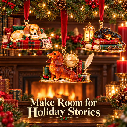 🐶Dachshund Cozy Library Christmas Ornament – A Little Story for Your Tree 🐾