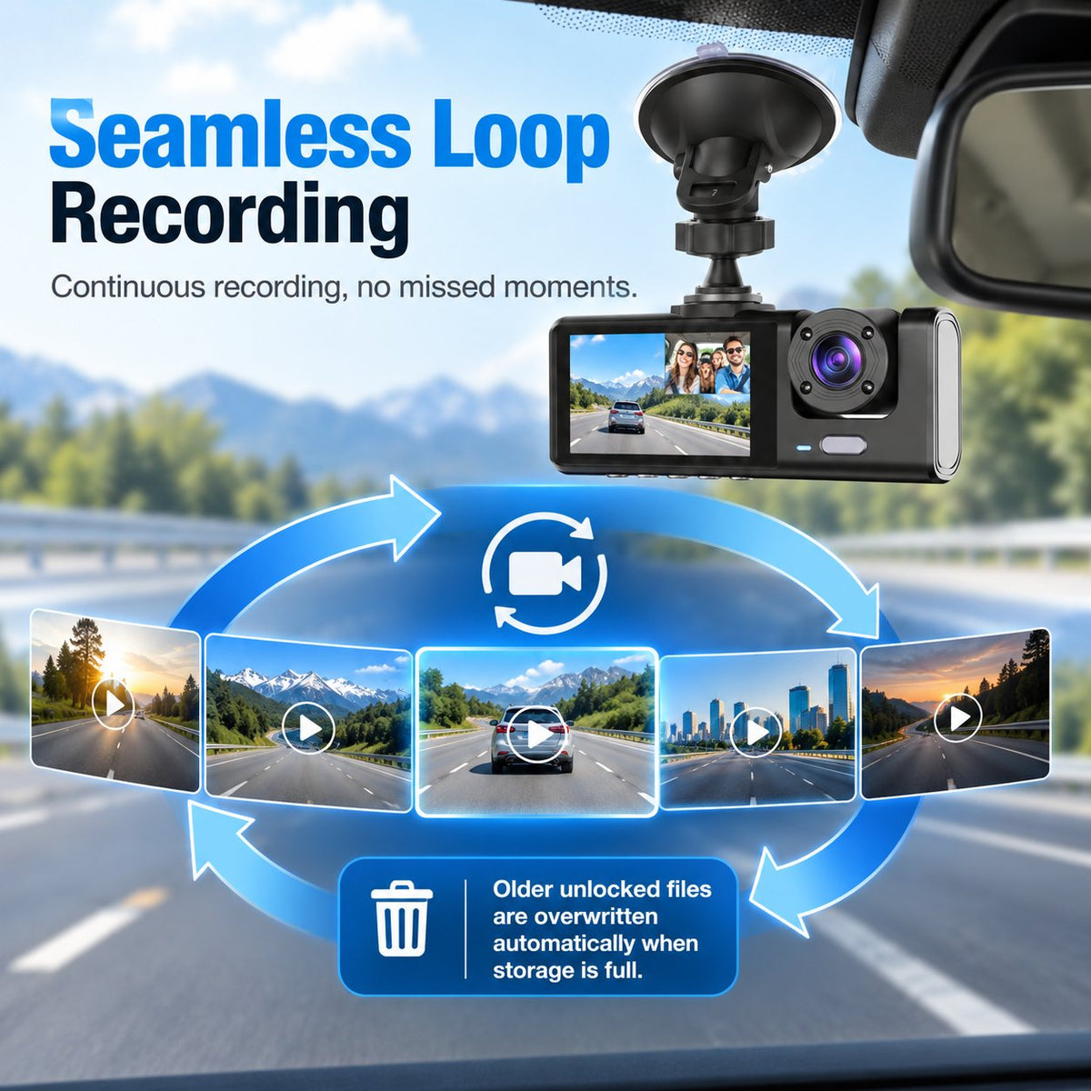Upgraded 360° Protection Dash Cam: Triple-Lens 1080P Front • Cabin • Rear – Never Drive Blind Again! 🚗🛡️
