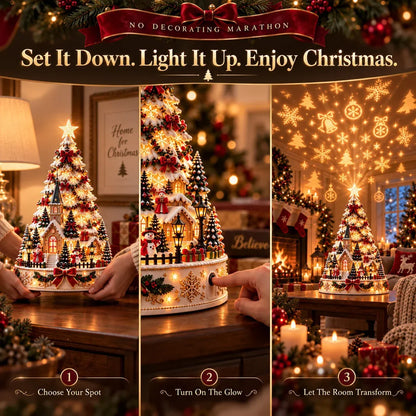 🎄Christmas Village Projection Centerpiece – 4 Themed Villages