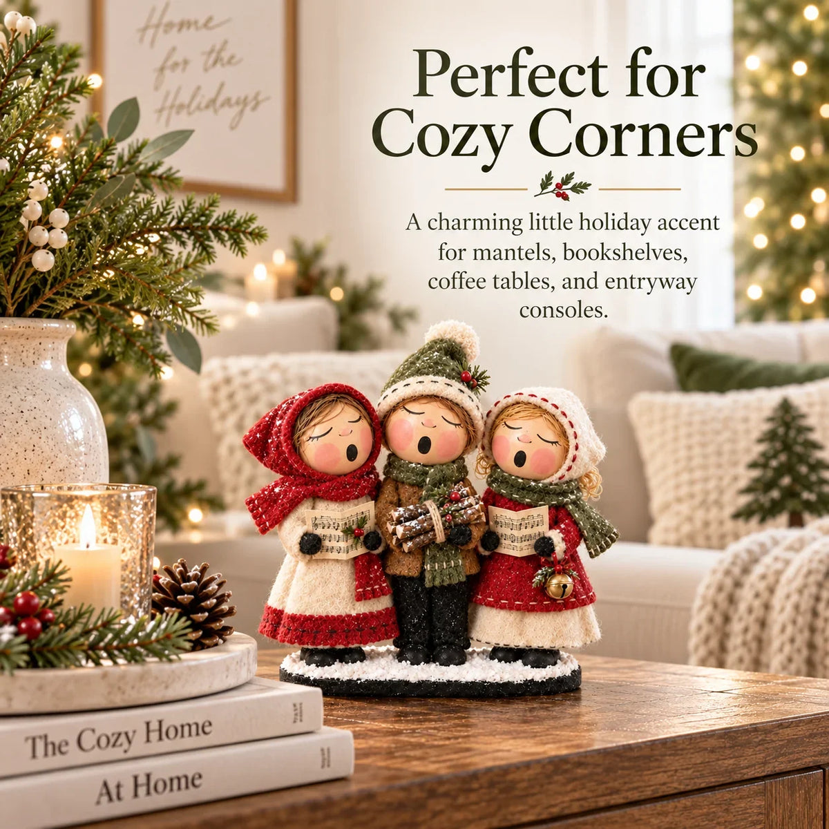 Vintage Christmas Carolers Figurine – Cozy Farmhouse Holiday Tabletop Decor