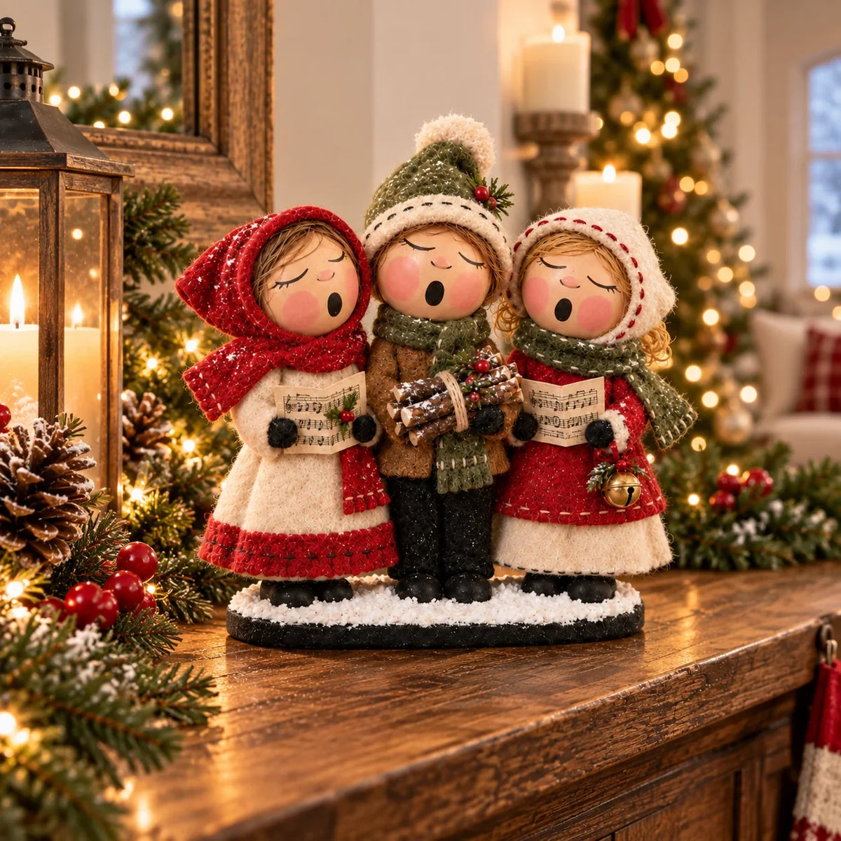 Vintage Christmas Carolers Figurine – Cozy Farmhouse Holiday Tabletop Decor