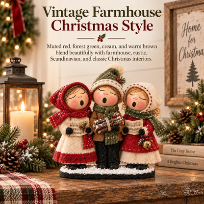 Vintage Christmas Carolers Figurine – Cozy Farmhouse Holiday Tabletop Decor