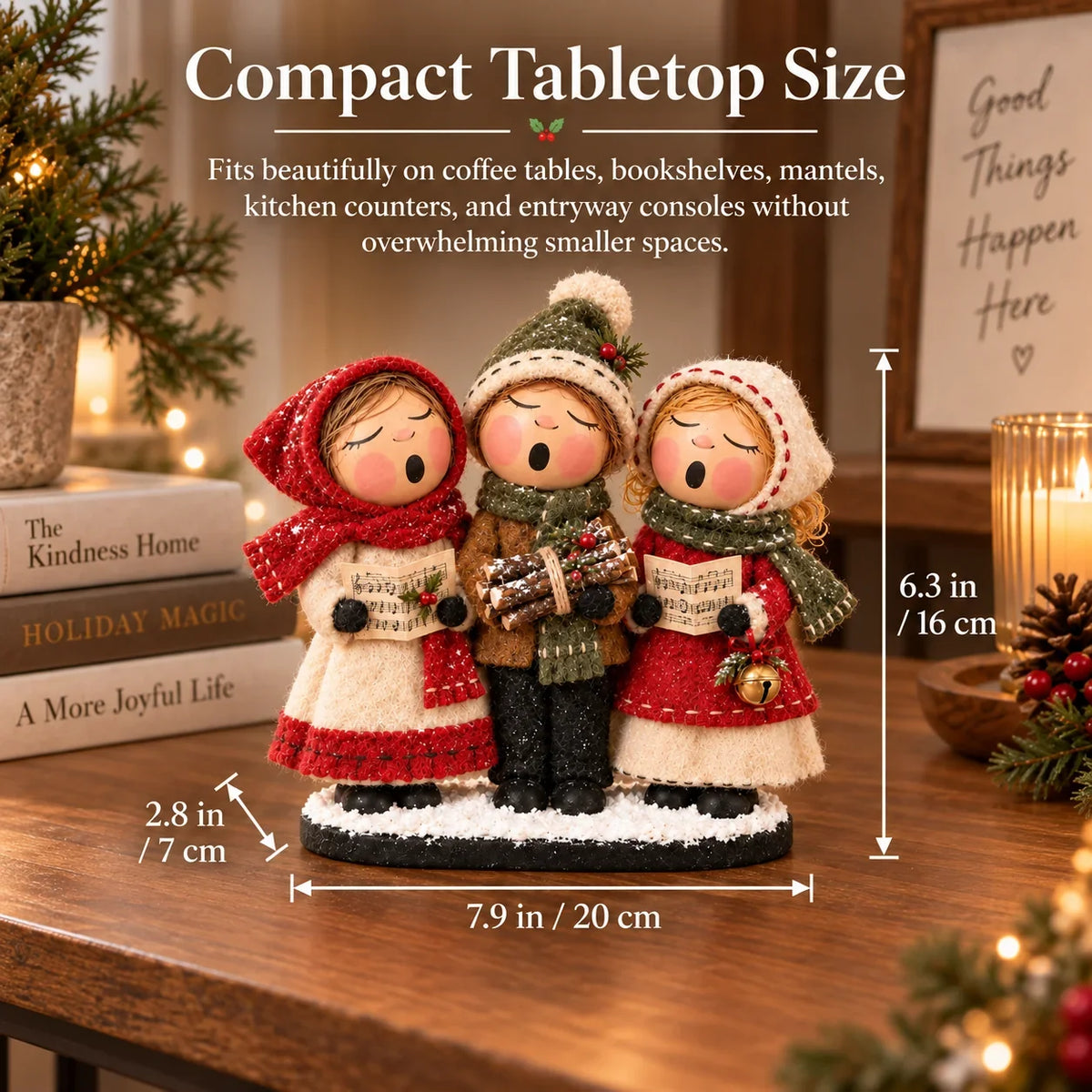Vintage Christmas Carolers Figurine – Cozy Farmhouse Holiday Tabletop Decor