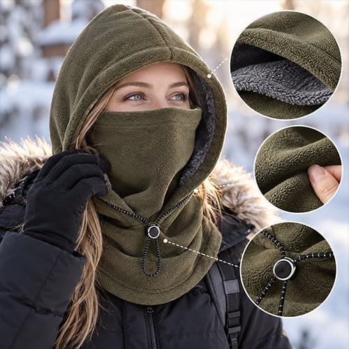 ❄️ 3-in-1 Winter Fleece Balaclava Hood – Double Layer Adjustable Face & Neck Cover