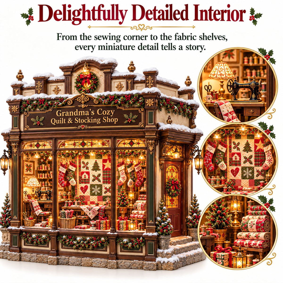 🎄✨ Grandma’s Cozy Quilt Shop– DIY Light-Up Christmas Miniature | Build Your Own Holiday Magic ❤️