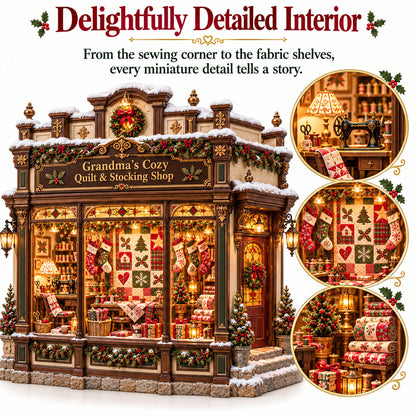 🎄✨ Grandma’s Cozy Quilt Shop– DIY Light-Up Christmas Miniature | Build Your Own Holiday Magic ❤️