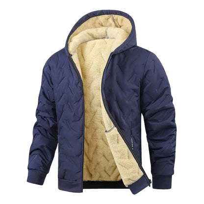 Men’s Thermal Lined Hooded Jacket – Full-Zip Warm Coat with Zipper Pockets