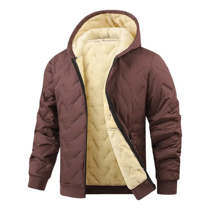 Men’s Thermal Lined Hooded Jacket – Full-Zip Warm Coat with Zipper Pockets