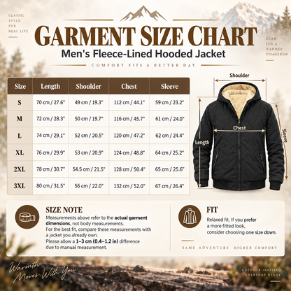 Men’s Thermal Lined Hooded Jacket – Full-Zip Warm Coat with Zipper Pockets