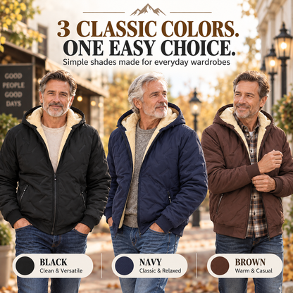 Men’s Thermal Lined Hooded Jacket – Full-Zip Warm Coat with Zipper Pockets