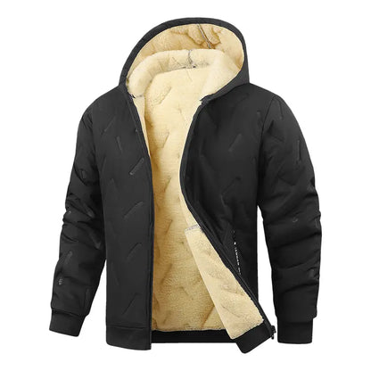 Men’s Thermal Lined Hooded Jacket – Full-Zip Warm Coat with Zipper Pockets