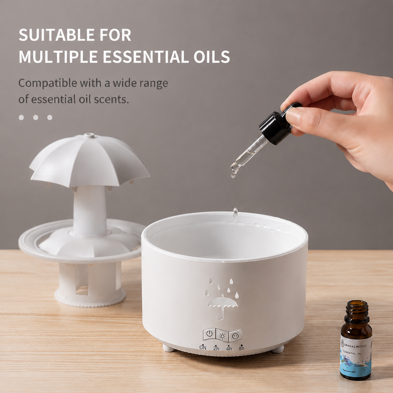 7-Color Rain Drop Aroma Diffuser | Rotating Mist Humidifier with LED Mood Light for Home & Office