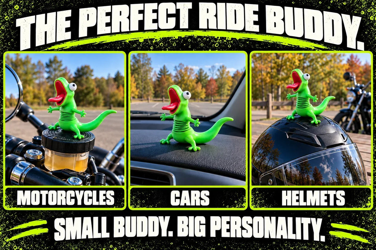🦎🏍Wobbly Riding Buddy – Car & Motorcycle Decor