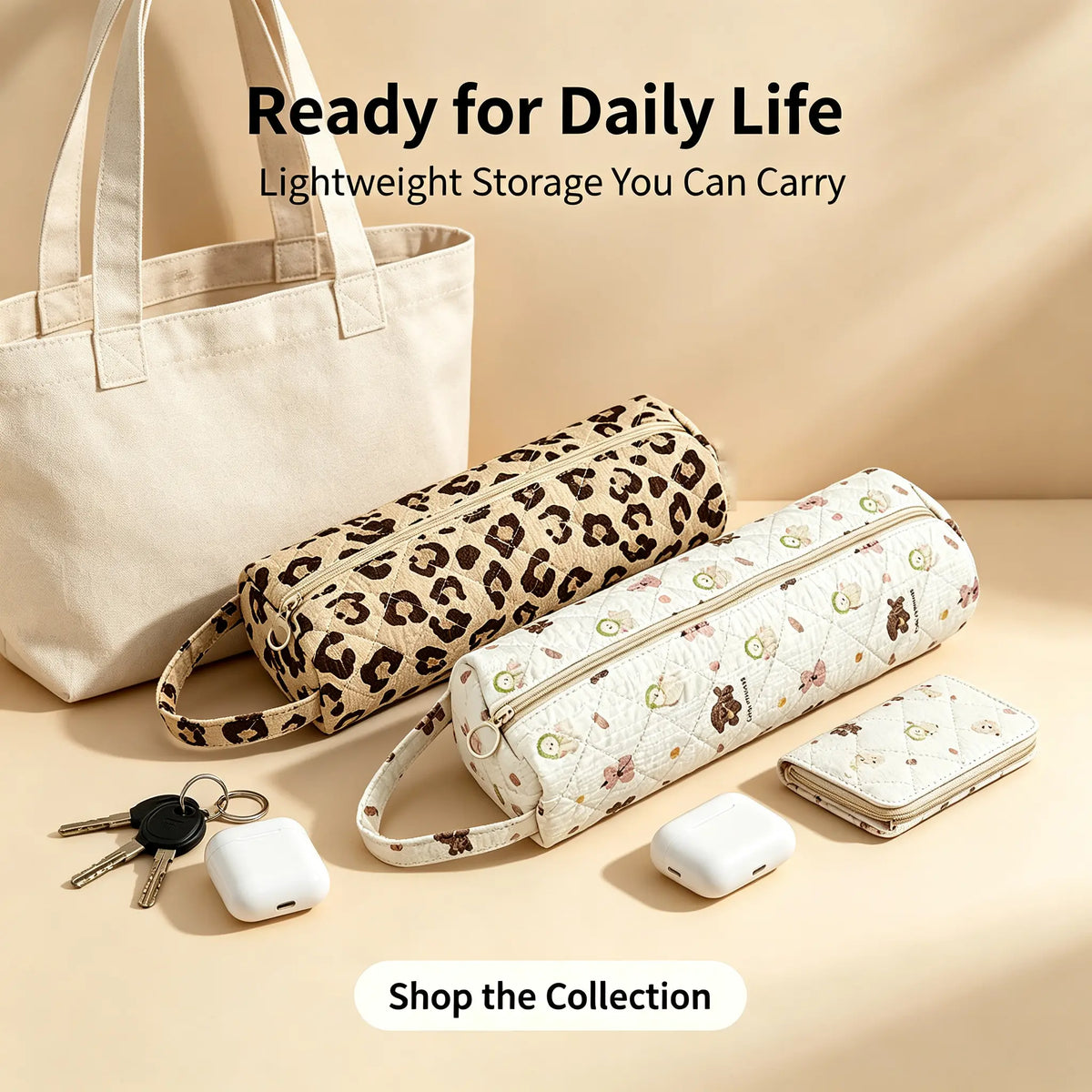 🔥 FINAL 50% OFF Quilted Multi‑Purpose Storage Bag, Portable Zipper Cosmetic Makeup Pouch 🎒