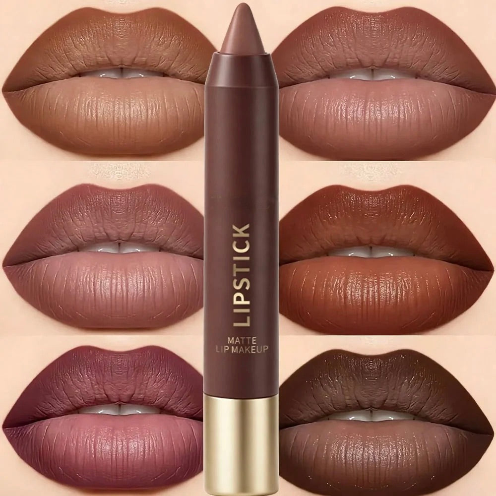 6pcs/set Long-lasting Matte Brown Lipstick