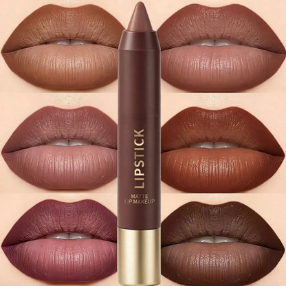 6pcs/set Long-lasting Matte Brown Lipstick