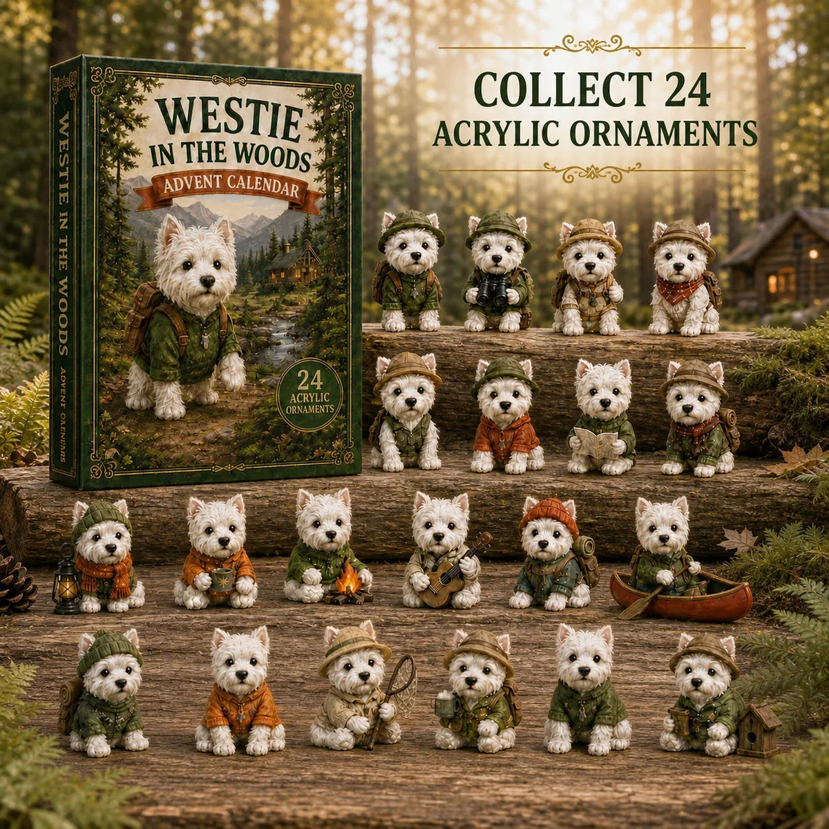🐶2D Westie In The Woods Advent Calendar 2026 - 24-Day Festive Countdown - Gift For Dog Lovers