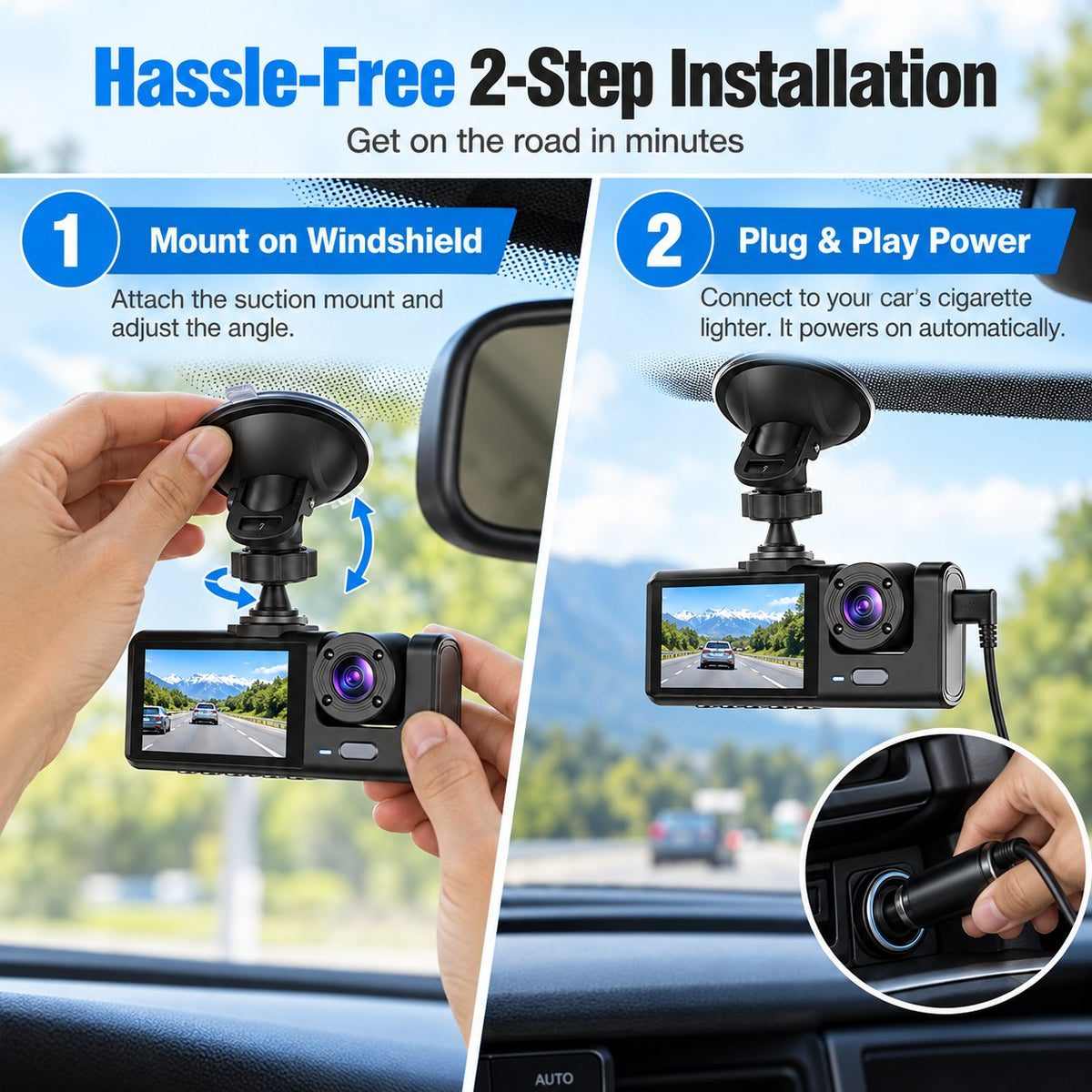 Upgraded 360° Protection Dash Cam: Triple-Lens 1080P Front • Cabin • Rear – Never Drive Blind Again! 🚗🛡️