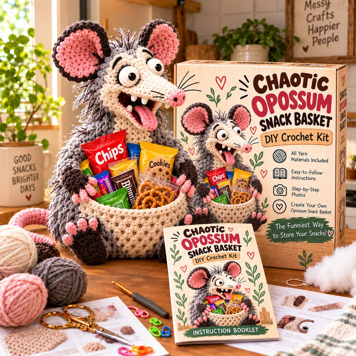 😂 🧺 Silly Animal Big-Belly DIY Crochet Snack Basket Kit for Desk Clutter 🧶