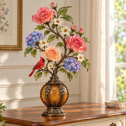 🌹✨ Eternal Bloom™ Rose & Cardinal Table Lamp – Vintage Floral Light-Up Home Decor