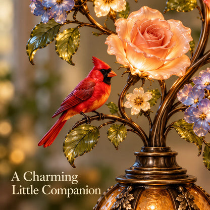 🌹✨ Eternal Bloom™ Rose & Cardinal Table Lamp – Vintage Floral Light-Up Home Decor