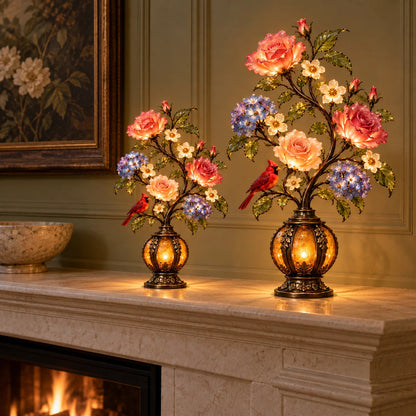 🌹✨ Eternal Bloom™ Rose & Cardinal Table Lamp – Vintage Floral Light-Up Home Decor