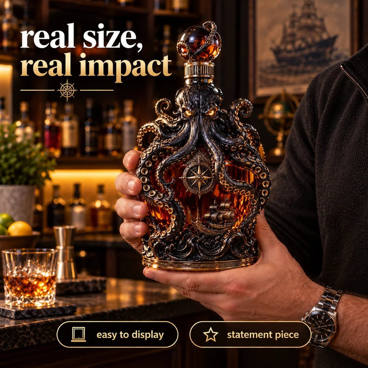 🐙 Legendary Kraken Whiskey Decanter - Sculpted Ocean Myth Barware