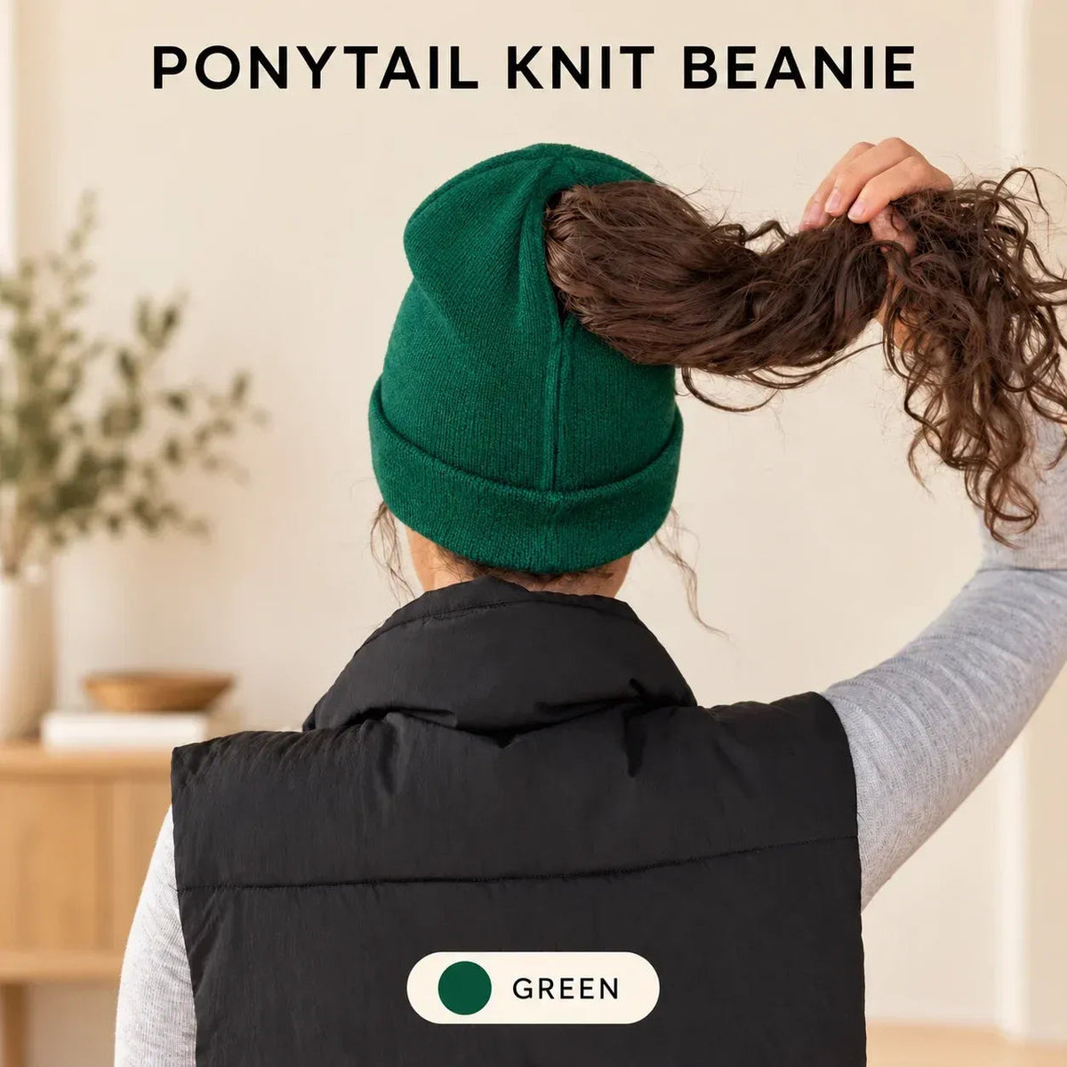 🤎 Ponytail Knit Beanie - Cute Slouchy Winter Hat with Hair Opening 🎀